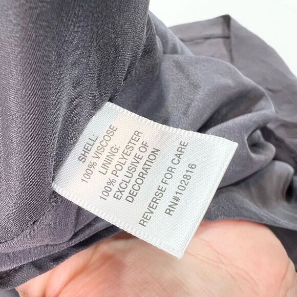 Garnet Hill Dress Womens 12 3/4 Sleeve Crochet Grey Pockets Flowy Comfort - Picture 8 of 12